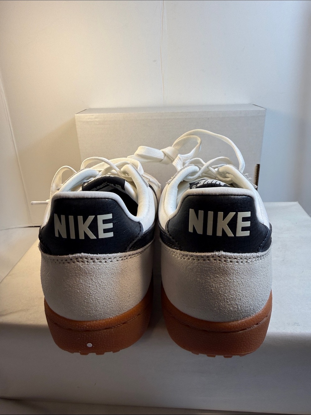 Nike White and Black Low-Top Sneakers with Gum Sole - Picture 2 of 4